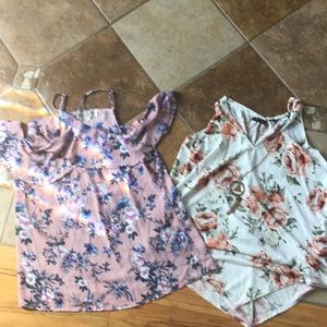 Two floral shirts size medium